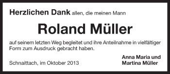 Traueranzeige von Roland Müller von Pegnitz-Zeitung